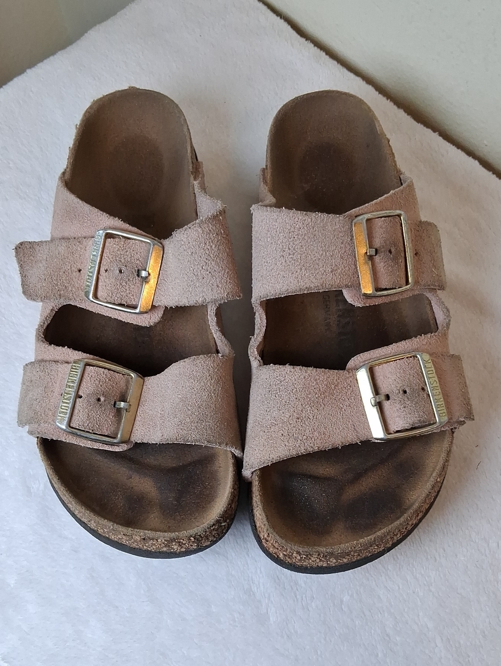 Birkenstock Pink Suede Double-Buckle Slide Sandals